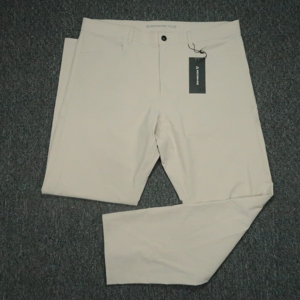 Western Rise Pants Mens 38x30 Tan Khaki Evolution 5 Pocket Trouser Chino NWT